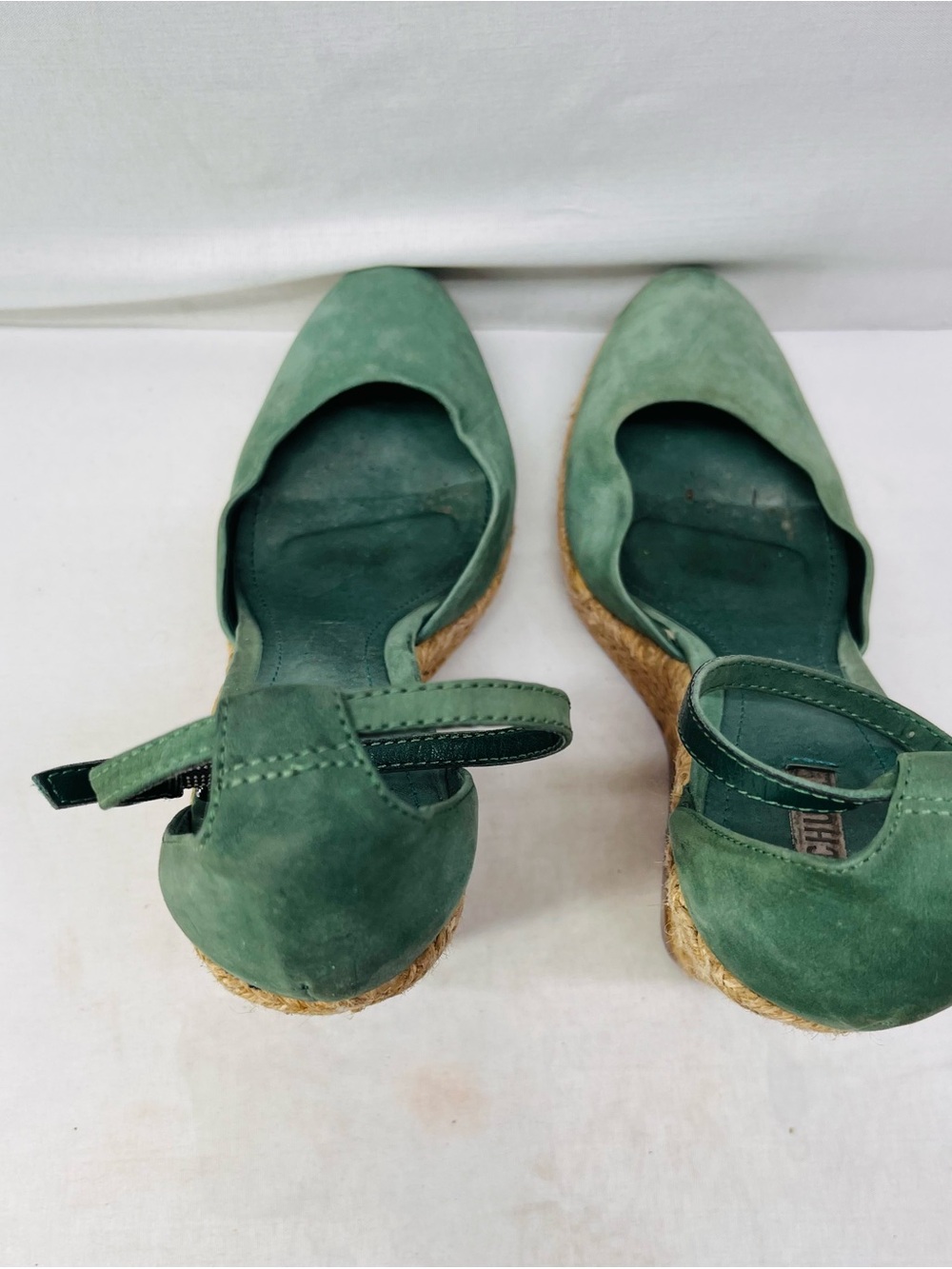 SCHUTZ Green Suede Espadrille Wedge Sandals - Picture 4 of 7